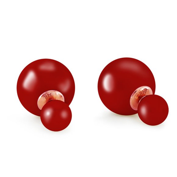 Galaxy Gold Products Jewelry - 14k Gold Tribal Red Pearl Earrings